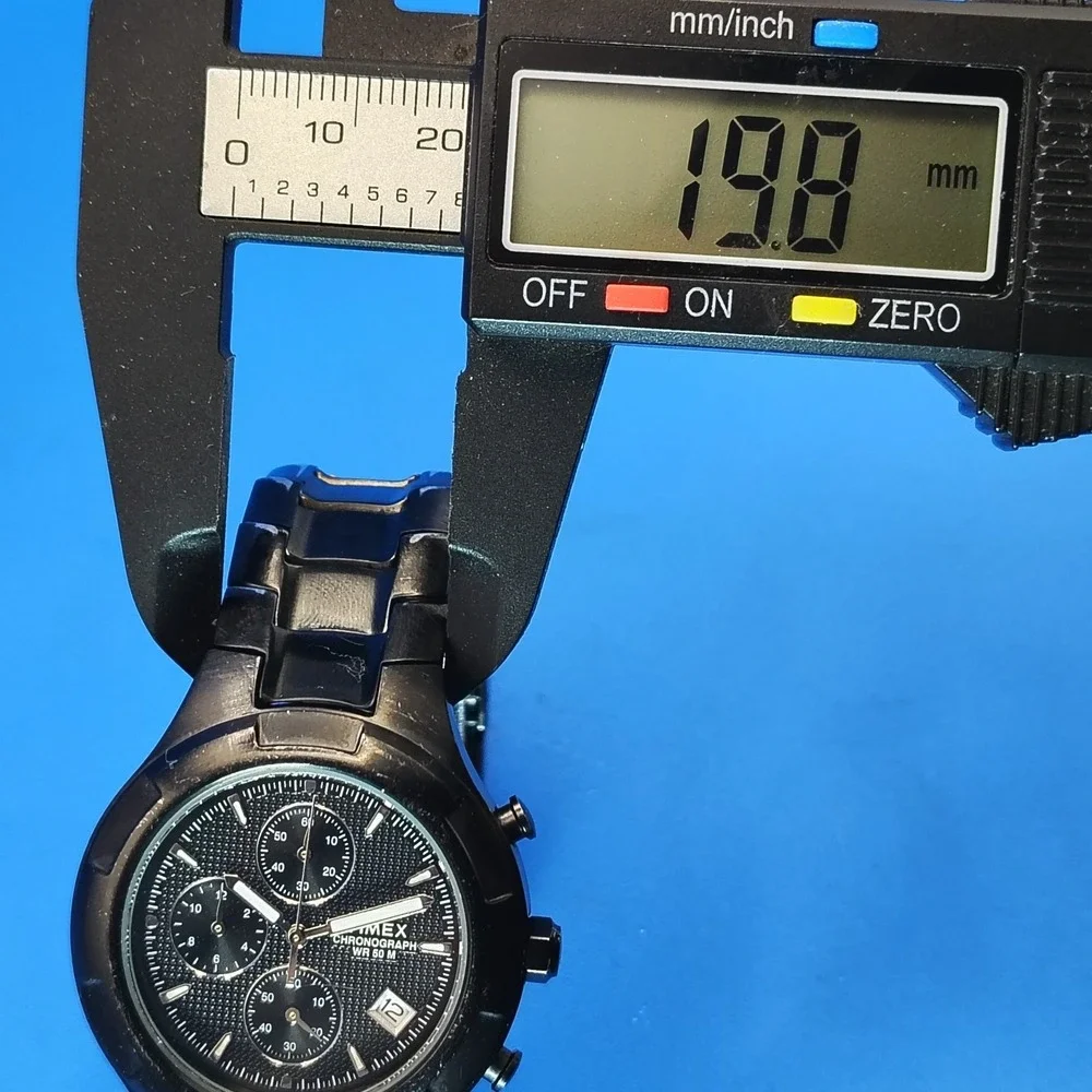 Vintage 2001 Timex Chronograph Date Gun Metal 38mm Mens Quartz Watch Restored